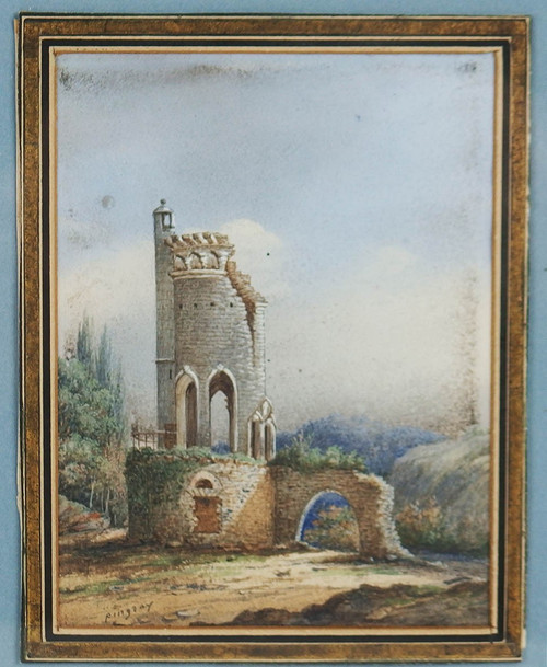 Gouache "Ruin Landscape" by Pingray