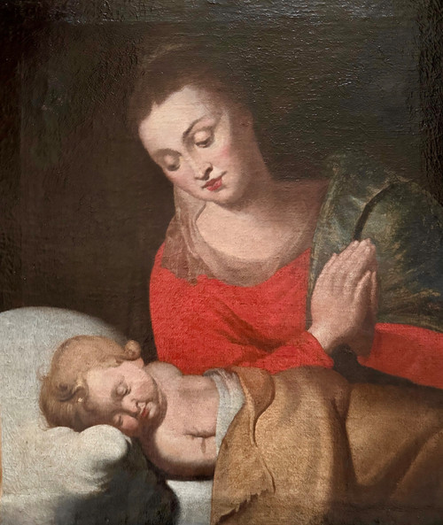 The Virgin and the sleeping child Jesus.