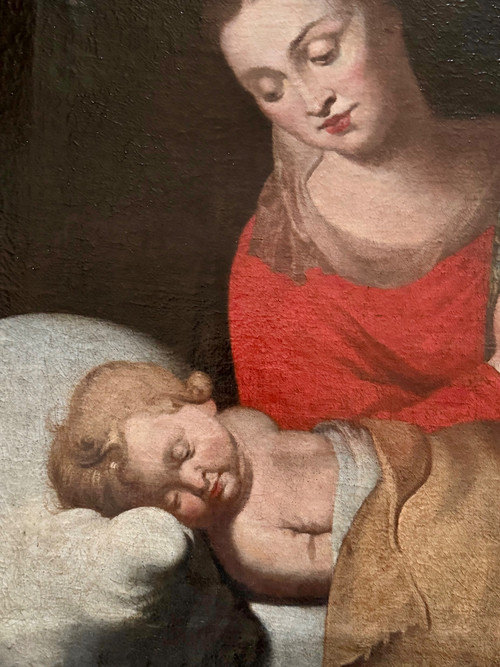 The Virgin and the sleeping child Jesus.