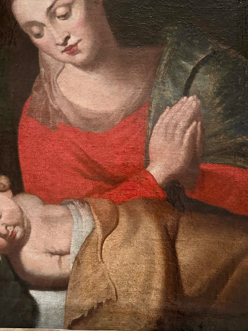 The Virgin and the sleeping child Jesus.