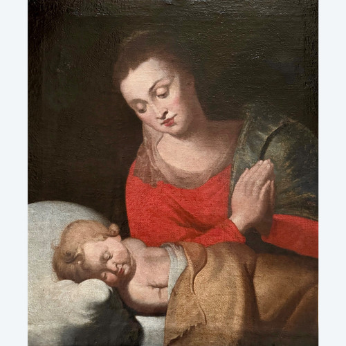 The Virgin and the sleeping child Jesus.