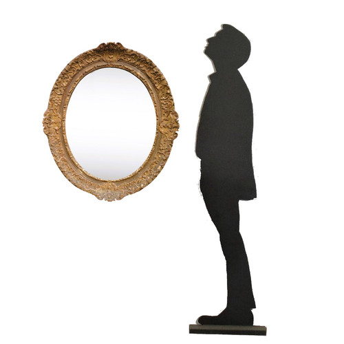 Large Oval Mirror in Carved and Gilded Oak, Louis XVI Period, 18th Century