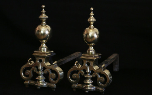 Paire de chenets en bronze Louis XIV XVIIIème siècle 