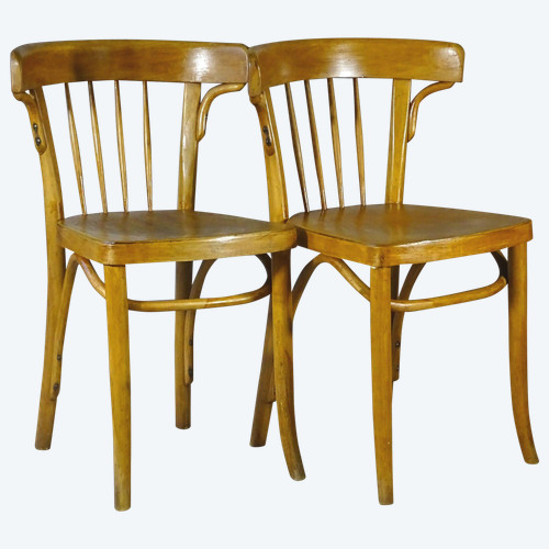 2 chaises Thonet Bistrot N°A429 de 1925 ,teinte  chêne doré