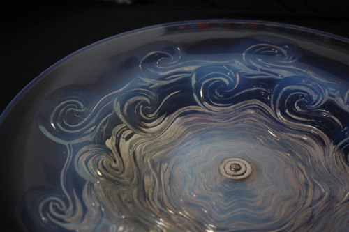 Opalescent glass bowl on foot circa 1930 in the style of Sabino and Lalique