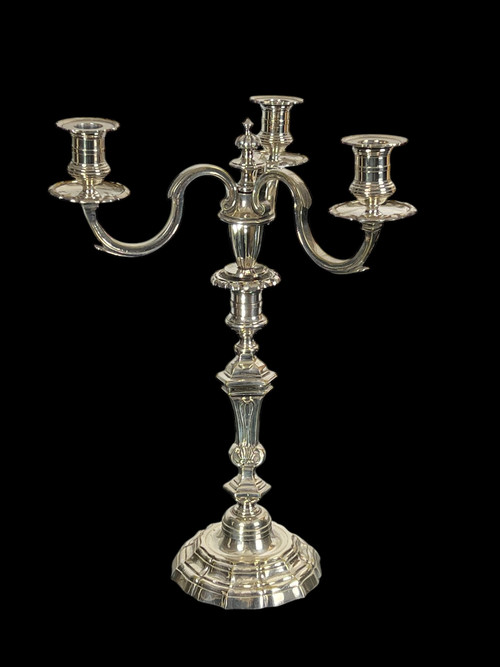 GRANDE CANDELABRA IN BRONZO ARGENTO DEL XIX STILE REGENCY "ORAFO A.MOURIER"