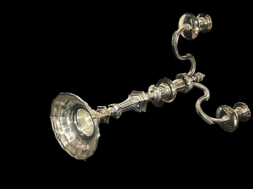 GRANDE CANDELABRA IN BRONZO ARGENTO DEL XIX STILE REGENCY "ORAFO A.MOURIER"