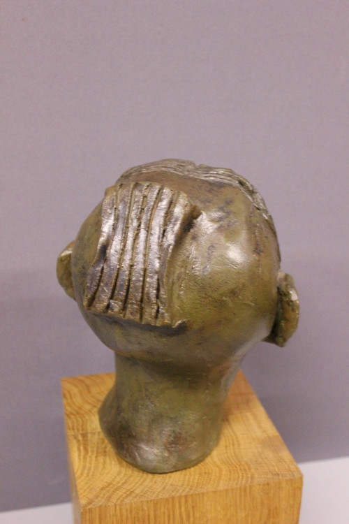 Terre Cuite Original Figurant Une Tête d'Asiatique Vers 1900