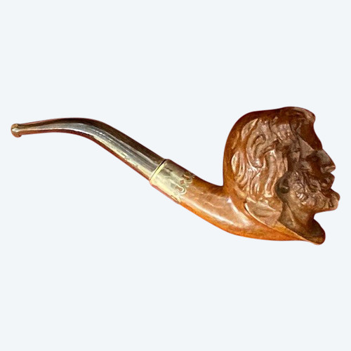 Pipe in briar root carved with the face of Guillaume TELL signed LAMBERTHOD