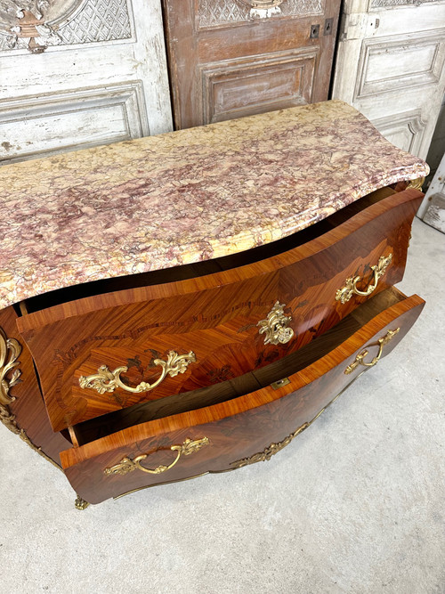 Louis XV style marquetry chest of drawers 20th century