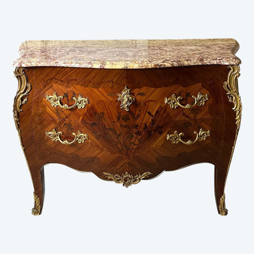 Louis XV style marquetry chest of drawers 20th century