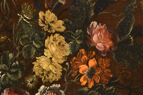 Andrea Scacciati (florence 1642-1710)  Composition Of Flowers Within Embossed Vase  (1 Of 3)