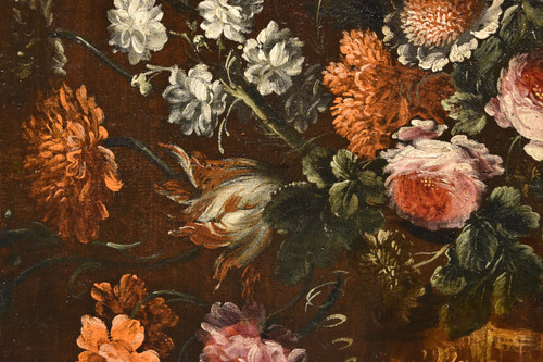 Andrea Scacciati (florence 1642-1710)  Composition Of Flowers Within Embossed Vase  (1 Of 3)