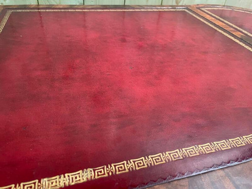 English style coffee table with red leather top