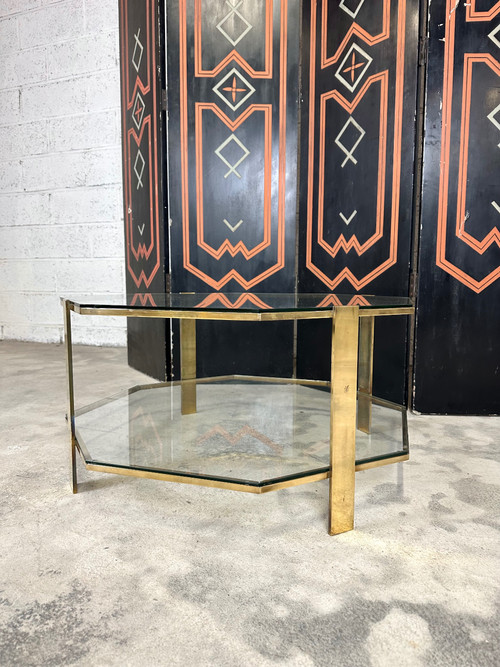 Octagonal bronze coffee table 1960s