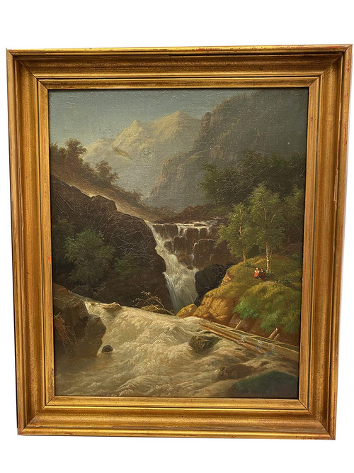 Carl Ludwig Schmitz, Ein Paar Ölgemälde auf Leinwand. Berglandschaften, 19.