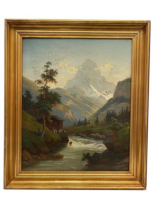 Carl Ludwig Schmitz, Ein Paar Ölgemälde auf Leinwand. Berglandschaften, 19.