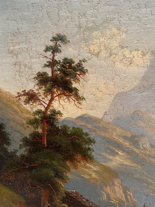 Carl Ludwig Schmitz, Ein Paar Ölgemälde auf Leinwand. Berglandschaften, 19.