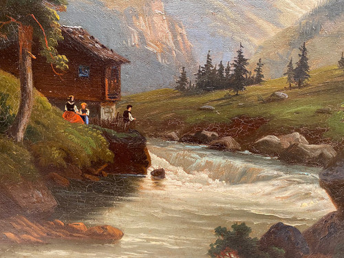 Carl Ludwig Schmitz, Ein Paar Ölgemälde auf Leinwand. Berglandschaften, 19.