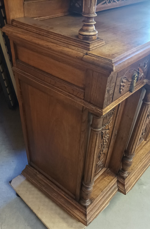 Carved oak sideboard with grapevine decoration Art Nouveau period