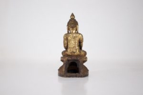 Buddha aus vergoldetem Holz, Burma, Shan-Staat