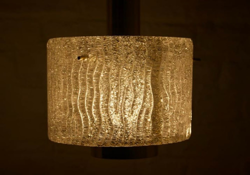 Hanging lamps in brass and Murano Ice Glass