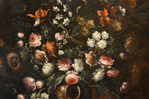 Andrea Scacciati (Florence 1642-1710), Composition De Fleurs Dans Un Vase En Relief (3 De 3)