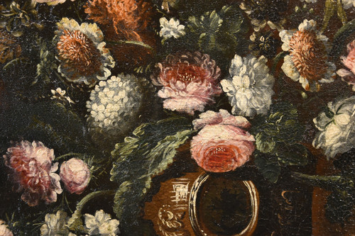 Andrea Scacciati (Florence 1642-1710), Composition De Fleurs Dans Un Vase En Relief (3 De 3)