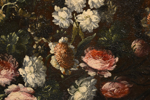 Andrea Scacciati (Florence 1642-1710), Composition De Fleurs Dans Un Vase En Relief (3 De 3)