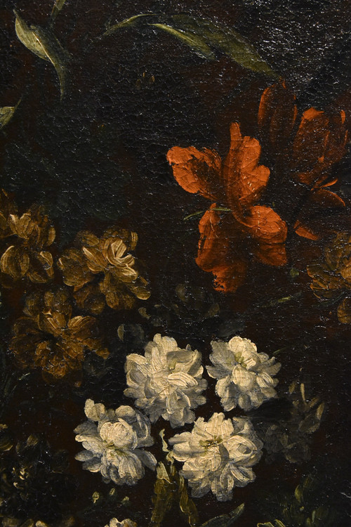 Andrea Scacciati (Florence 1642-1710), Composition De Fleurs Dans Un Vase En Relief (3 De 3)