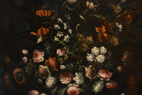 Andrea Scacciati (Florence 1642-1710), Composition De Fleurs Dans Un Vase En Relief (3 De 3)