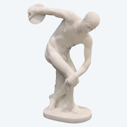 Carrara marble, 51 cm, signed Joseph Frugoni 1897/1923, Le Discobole d'après l'Antique