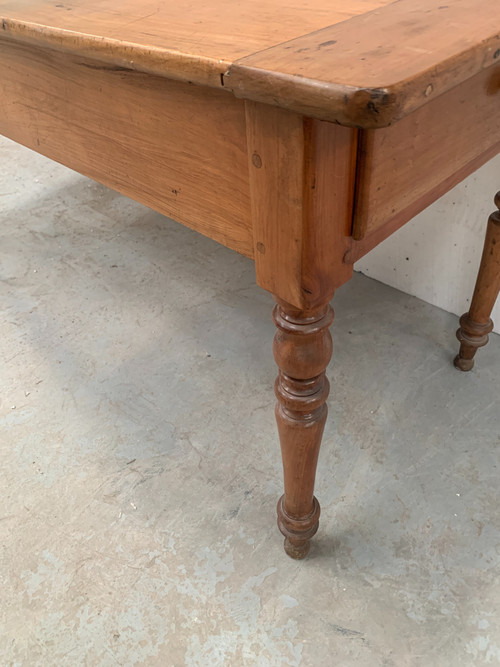 19th century farm table in solid cherrywood