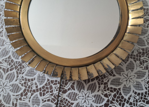 Antique copper mirror by French designer Jean Vinay