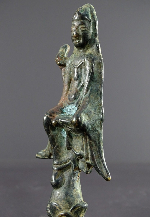 China, Späte Yuan-Dynastie, Beginn. Ming-Dynastie, 14. bis 15. Jahrhundert, Bronzestatue von Kwan Yin.