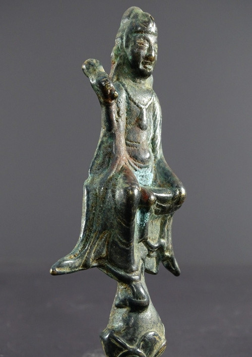 China, Späte Yuan-Dynastie, Beginn. Ming-Dynastie, 14. bis 15. Jahrhundert, Bronzestatue von Kwan Yin.