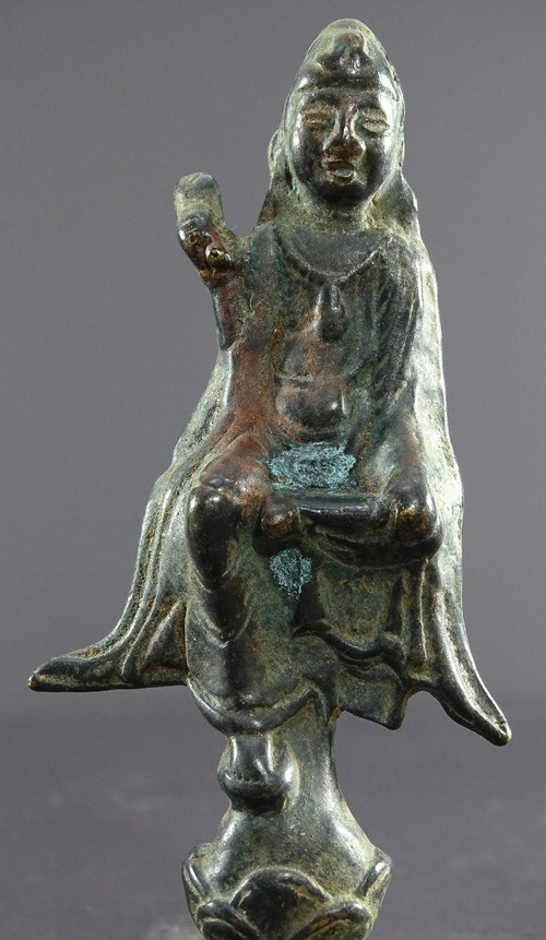 China, Späte Yuan-Dynastie, Beginn. Ming-Dynastie, 14. bis 15. Jahrhundert, Bronzestatue von Kwan Yin.