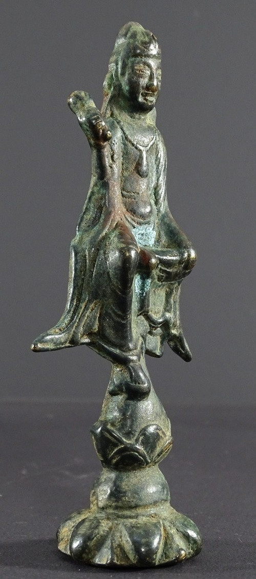 China, Späte Yuan-Dynastie, Beginn. Ming-Dynastie, 14. bis 15. Jahrhundert, Bronzestatue von Kwan Yin.