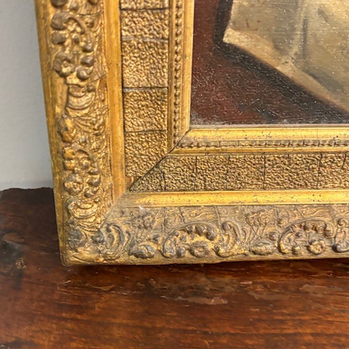 Antique oil painting on canvas Still Life 19th century signed DROUET . in gilded frame meas 68 x 58