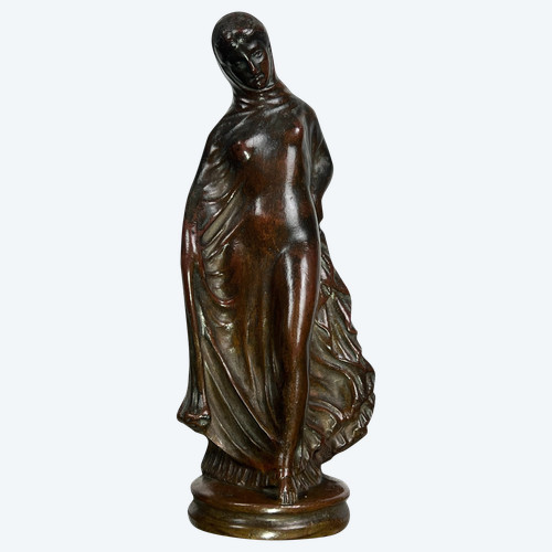 BRONZO ANTICO DEL PERIODO DI NAPOLEONE III RAFFIGURANTE UNA DONNA DRAPPEGGIATA IN STILE ANTICO