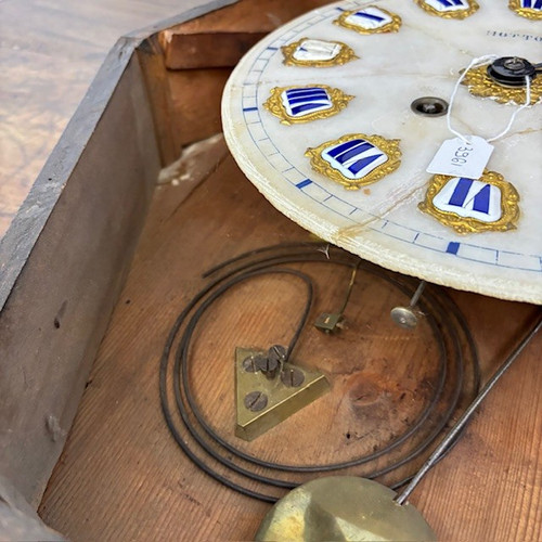 Antique Wall Clock "Ox Eye "walnut and rosewood , 1850 HOTTOT marble dial