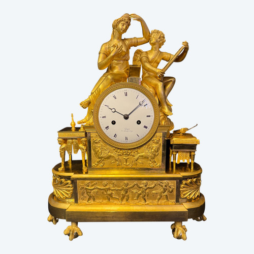 Empire gilt bronze clock Venus and Cupid (Aphrodite and Love)