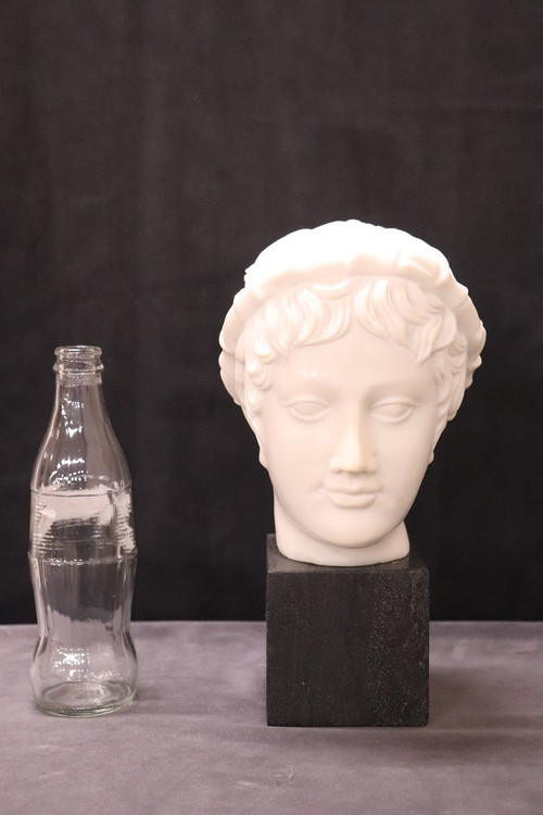 Head of a Young Bacchus, White Marble Sculpture