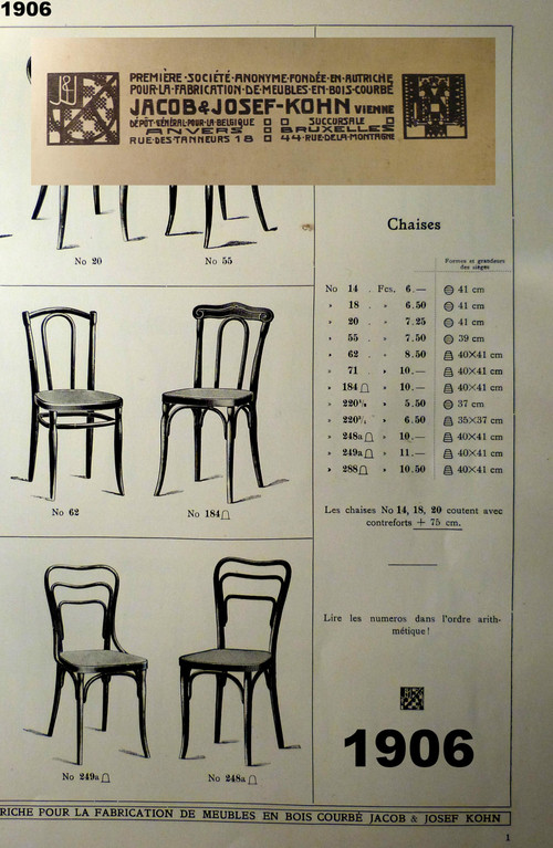 Deux chaises Bistro KOHN n°48 a de 1905 Sécession, no Thonet