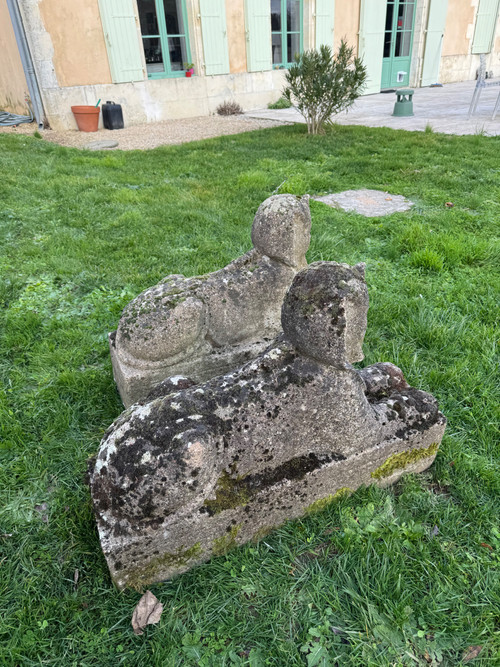 Pair of antique sphinxes