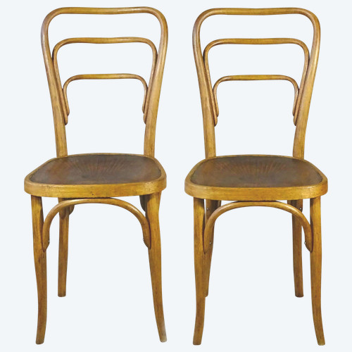 Deux chaises N° 248a de KOHN, vers 1905, noyer clair- no Thonet