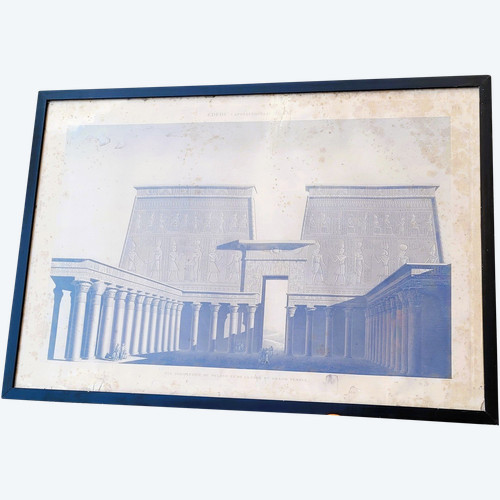 Tempel von Edfu, Gerahmter Stich 19. Jahrhundert