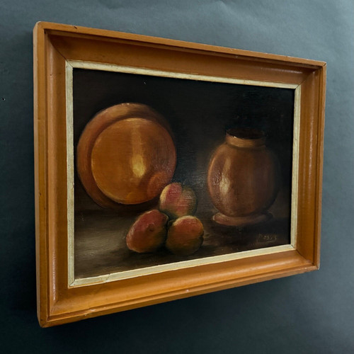 Huile sur panneau par Possis nature morte aux fruits XXe