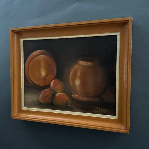 Huile sur panneau par Possis nature morte aux fruits XXe