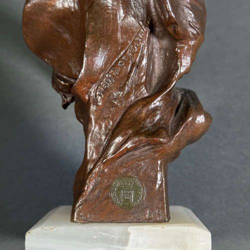 Bronze junges Mädchen mit Kirschen von Van der Straeten dreifache Patina